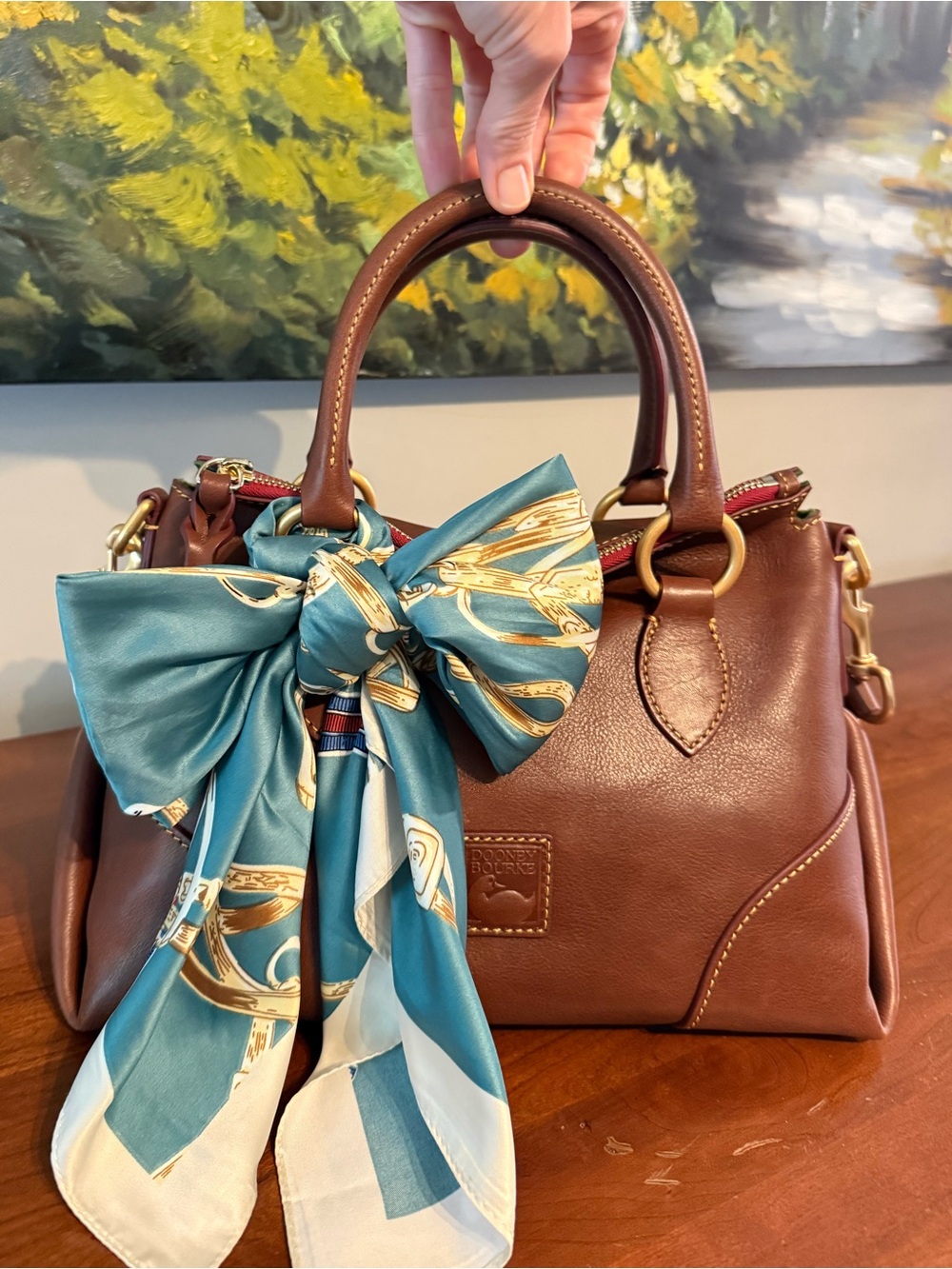 Dooney & Bourke Florentine Satchel 30 // Chestnut Chocolate Brown Leather Bag